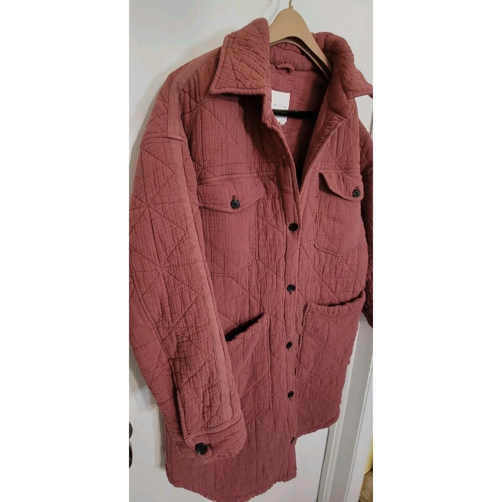 Avec Les Filles Quilted Cotton Gauze Long Oversized Shacket Sz MISSING 1 BUTTON - Picture 7 of 16